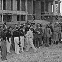 Mussolini visita il cantiere della Casa della Gioventù italiana del littorio