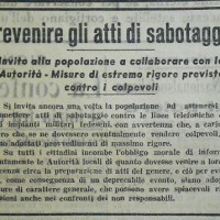 Avviso contro gli atti di sabotaggio (La Scure, 6 giugno 1944)