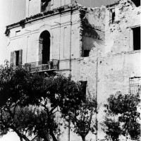Cesena, l'Abbazia del Monte dopo i bombardamenti dell'ottobre del 1944 (BCM Fondo Bacchi, FBP 527)