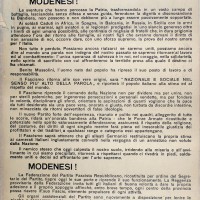 Manifesto che annuncia la costituzione della federazione modenese del partito fascista repubblicano.