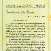 Ordine del Giorno Smobilitazione 28a Brigata Garibaldi Mario Gordini