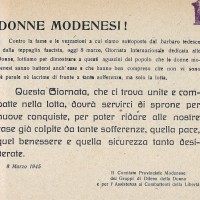 Volantino dei GDD che incita le modenesi alla lotta nella Giornata internazionale dedicata alle donne
