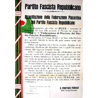 Manifesto della RSI affisso sui muri di Piacenza