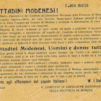 Volantino che esalta la manifestazione di donne davanti al salumificio Frigeri di Paganine, l'8 marzo 1945.