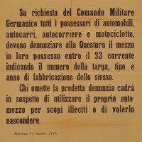 Volantino della Prefettura repubblicana di Piacenza che dirama un ordine dei tedeschi