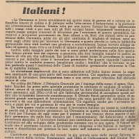 Questo manifesto del "Plenipotenziario generale per l'impiego della mano d'opera della Provincia di Bologna" mostra come i nazisti tentano di reclutare con la propaganda lavoratori italiani per le industrie di guerra in Germania. 