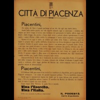 Volantino del Podestà di Piacenza che invita ad una cerimonia ufficiale